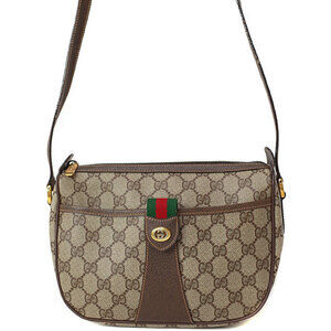 Gucci GG Plus Monogram Flat Messenger Crossbody Bag Brown